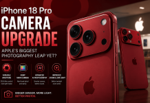 iPhone 18 Pro Camera Upgrade Could Be Apple’s Biggest Photography Leap Yet Concept image of the iPhone 18 Pro showcasing the rumored camera upgrade, larger sensors, AI photography features, and variable aperture technology.